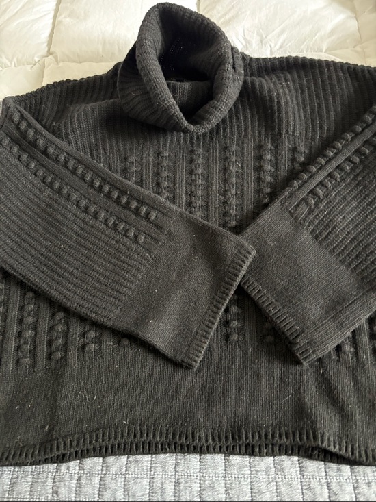 Massimo Dutti Sweaters - Massimo Dutti Black Cable-Textured Turtleneck Sweater